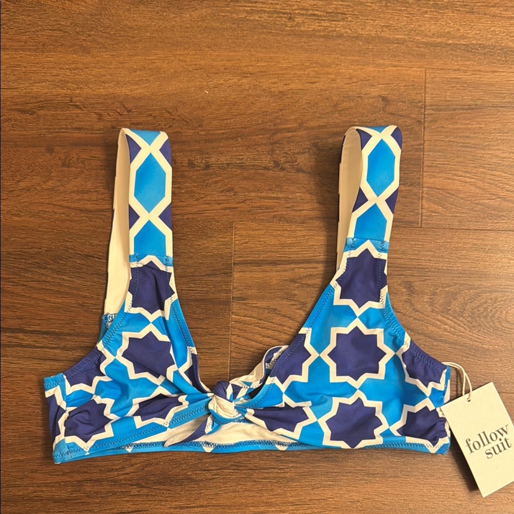Follow Suit Blue Bikini Top